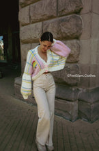 Load image into Gallery viewer, Ice-cream Hand Knit Cropped Cardigan | Soft Cardigan