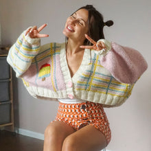 Load image into Gallery viewer, Ice-cream Hand Knit Cropped Cardigan | Soft Cardigan
